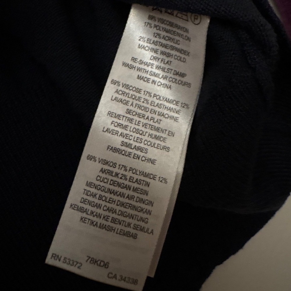 French Connection Bambi Cara‎ Colorblock Sweater Teal Amethyst Navy Small NWT - Picture 5 of 6